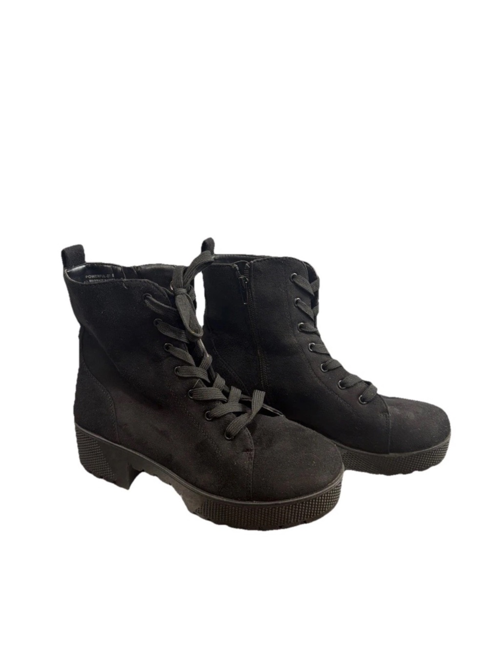 BAMBOO Black Lace-Up Platform Ankle Boots